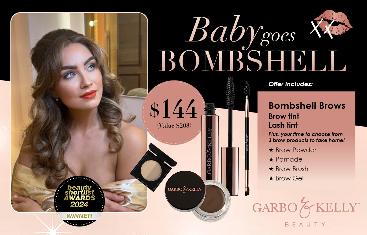 Baby Go Bombshell! Exclusive Brow Service & Product Bundle Offer save $64 

